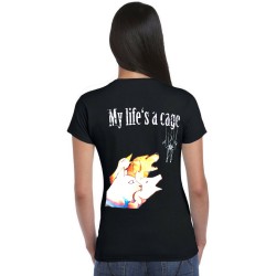 T-SHIRT " My LIfe's a Cage" NOIR - Femme