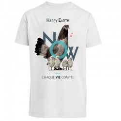 T-SHIRT - HAPPY EARTH NOW - POULE - HOMME
