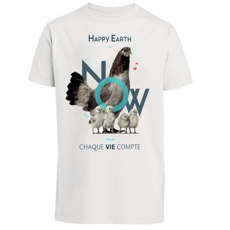 T-SHIRT - HAPPY EARTH NOW - POULE - HOMME T-SHIRT - HAPPY EARTH NOW - POULE - HOMME