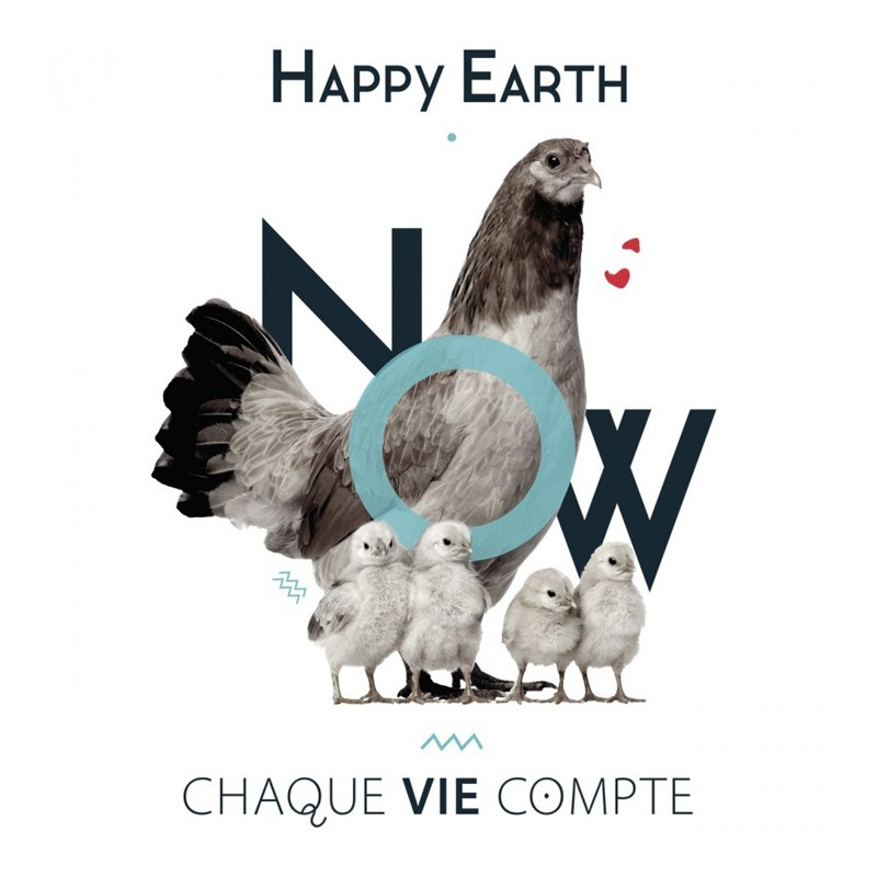 Autocollant Happy Earth NOW - "Chaque vie compte - poules"