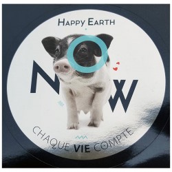 Autocollant Happy Earth NOW - "Chaque vie compte - cochon"