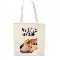 Tote Bag "My Life's a Cage" - Coton bio - SAC BEIGE