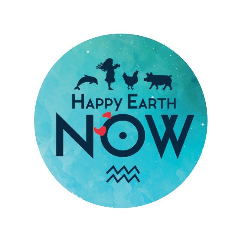 Badge Happy Earth NOW - "logo bleu foncé"