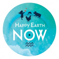 Badge Happy Earth NOW - "HEN - blanc"