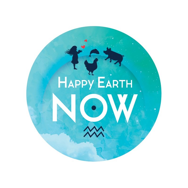 Badge Happy Earth NOW - "HEN - blanc"