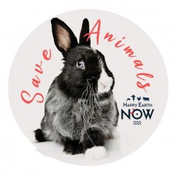 Badge Happy Earth NOW - "Lapin - Save Animals"