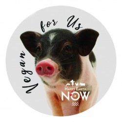 Badge Happy Earth NOW - "Cochon - Vegan for us"